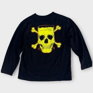The Children's Place Boy's Black Frankenstein's Monster Skull T-Shirt Size 5-6